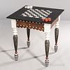 Kim Kelzer Studio Furniture Checkers Table, Freeland, Washington, 2000, milk-painted wood, checkerboard table top over two swing out dr