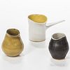Three Pieces of Dame Lucie Rie (Austrian/British, 1902-1995) Studio Pottery, England, c. 1980, glazed stoneware, two handleless pourers