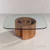 Vladimir Kagan (1927-2016) for Vladimir Kagan Designs Snail Coffee Table, United States, c. 1965, mid-20th century, walnut veneer on pl