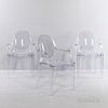 Three Philippe Starck (French, b. 1942) for Kartell Louis Ghost Chairs, Italy, late 20th century, transparent polycarbonate, ht. 37, wd