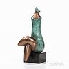 Hylda Lucena Bronze Sculpture, Brazil, c. 2000, abstracted seated female figure, signed "Hylda Lucena 2002 PA," set on a granite base,
