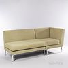 Two-piece Sectional Sofa, late 20th century, upholstery and metal chromed legs, unmarked, ht. 33, wd. 32, 46, dp. 34 in.