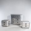 Three Aluminum Chests of Drawers, United States, late 20th century, screwed sheet aluminum and wood, unmarked, ht. 40, 22, wd. 46, 26,