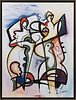 American/European School, 20th Century Cubist Abstract. Signed indistinctly l.r., numbered "78/95" l.l. Color screenprint on canvas, 40