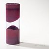 Luciano Gaspari (Italian, 1913-2007) Italian Art Glass Vase, Murano, Italy, c. 1980, cylindrical form with bands of lavender at top and