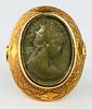 VICTORIAN 14KT Y GOLD LAVA CAMEO RING RARE