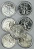 LOT OF (7) DIFFERENT DATE U.S SILVER EAGLES