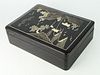 VINTAGE CHINESE MOP INLAY BLACK LACQUER COV'D BOX