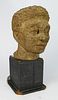 VINTAGE SCULPTED CLAY BUST OF AFRICAN MAN