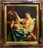 UNSIGNED OIL PAINTING ON CANVAS OF MOTHER & CHILD