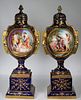 (2) Exceptional Royal Vienna Hand Painted Urns