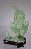 Chinese Carved Jade Lidded Vase on Stand
