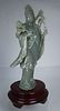 Chinese Carved Jade Guanyin on Wood Stand