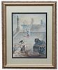 Roberts? Framed Antique Watercolor Painting