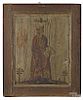 Painted hard pine panel, late 18th c., depictin