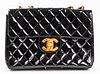 Chanel Black Patent Leather Flap Handbag