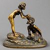 "Nude & Satyr" Mythological Bronze Sculpture