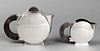 Christofle Art Deco Silver-Plate Teapot & Creamer