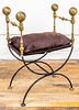 Hollywood Regency Style Brass & Iron Curule Chair