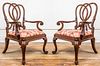 Italian Rococo Style Carved Walnut Armchairs, Pair