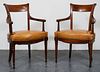 Sheraton Style Carved Open Armchairs, Pair