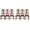 Lote de 6 sillas. Francia. Siglo XX. En talla de madera de nogal. Con respaldos semiabiertos, asientos en vinipiel.