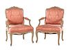 A Pair of Louis XV Style Painted Fauteuils