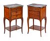 A Pair of Louis XV Style Parquetry Marble-Top Side Tables