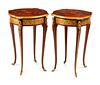 A Pair of Louis XV Style Gilt Metal Mounted Marquetry Tables