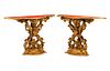 A Pair of Italian Giltwood Console Tables
