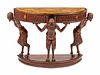An Italian Painted Console Table with Satyr Supports