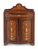 An Italian Neoclassical Style Marquetry Decorated Walnut Cabinet
