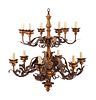 A Spanish Giltwood and Iron Chandelier