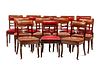 A Set of Twelve Baltic Neoclassical Style Leather-Upholstered Mahogany Dining Chairs