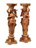 A Pair of Carved Marble Figural Pedestals
