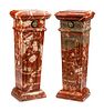 A Pair of Micromosaic Mounted Marble Pedestals