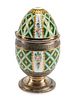 A Continental Silver Mounted Porcelain Egg-Form Box