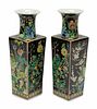 A Pair of Chinese Export Famille Noir Porcelain Vases