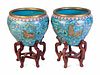 A Pair of Large Chinese Export Cloisonne Fish Bowls and Stands