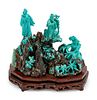 A Chinese Export Carved Turquoise Figural Group