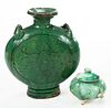 Two Chinese Green Glazed Pottery Vessels