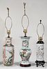 Three Chinese Porcelain Vases Converted to Lamps