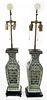 Pair Reticulated Famille Verte Double Walled Vases 