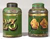 Two Similar Tole Painted Tea Canisters