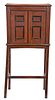 Unusual Concave Paneled Walnut Cabinet on Stand