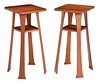 Pair Stickley Arts and Crafts Cherry Drink Stands