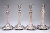 A SET OF FOUR OLD SHEFFIELD PLATE CANDLESTICKS, CIRCA 1770,