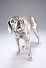 A LARGE GERMAN SILVER MODEL OF A WEIMARANER, 20TH CENTURY, 