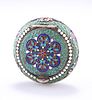 A RUSSIAN SILVER AND ENAMEL PILL BOX, Moscow 1896, circular