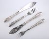 A SET OF VICTORIAN SILVER FISH KNIVES AND FORKS FOR TWELVE 